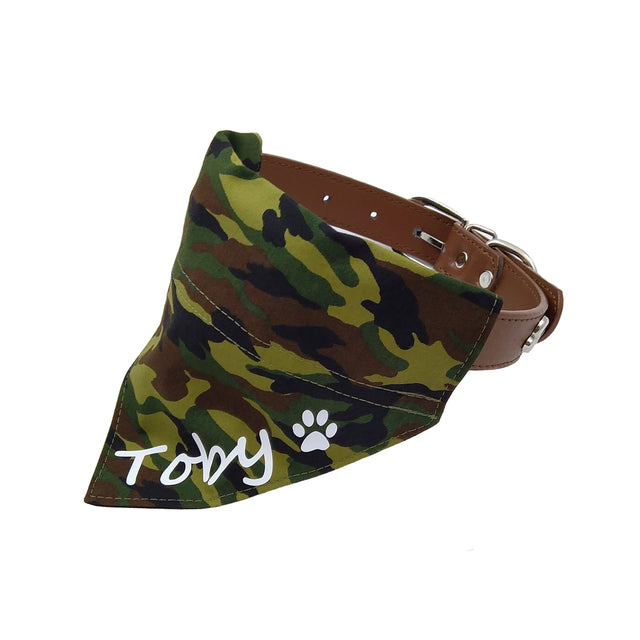 Personalised dog bandana on collar