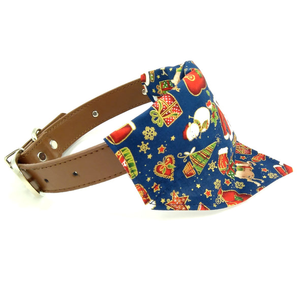 Navy blue Santa dog collar bandana