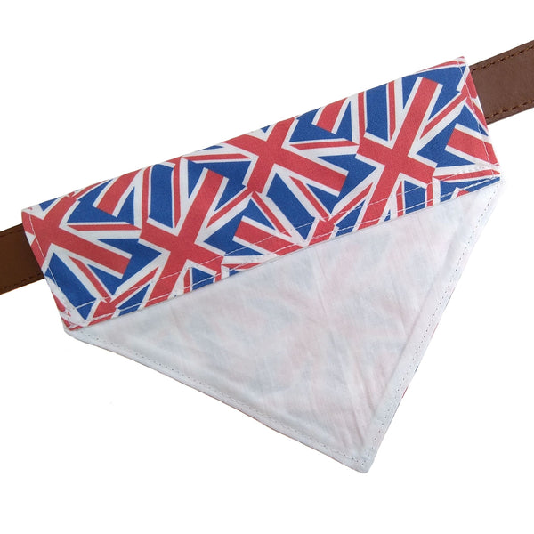 British flag dog bandana with lining on collar reverse side