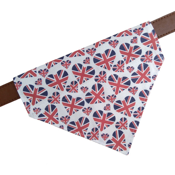 British hearts dog bandana on collar