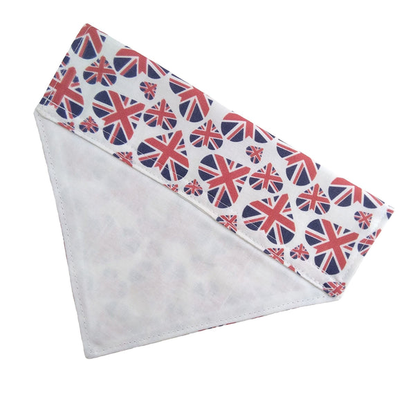 British hearts lined dog scarf on reverse side