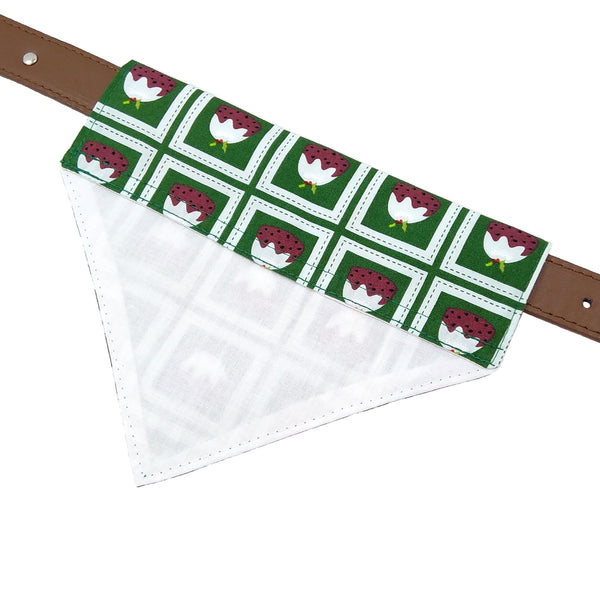 Christmas puddings lined slide on dog collar bandana