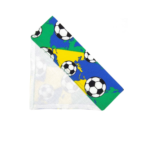 Football slide on dog bandana showing white lining from above