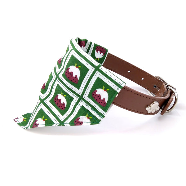 Christmas puddings dog bandana on collar