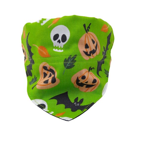 Green bats pumpkins and skulls dog neckerchief