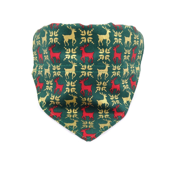 Green reindeer dog neckerchief