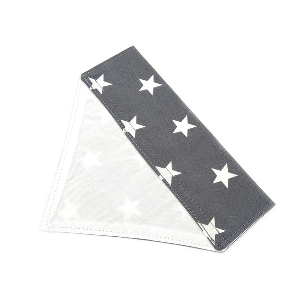 grey stars lined dog bandana from above