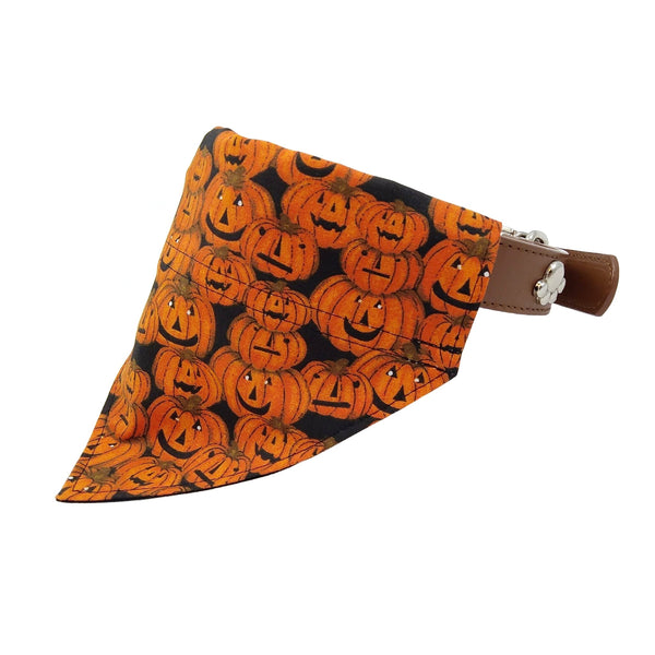 Halloween pumpkins dog bandana on collar