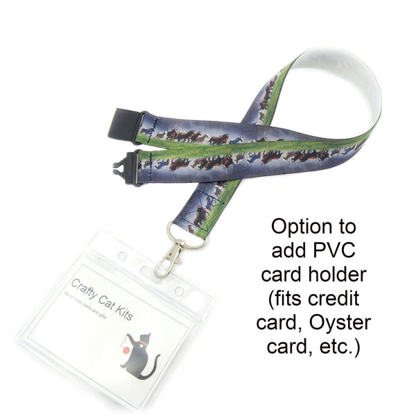 Blue and green horses badge holder with PVC card holder