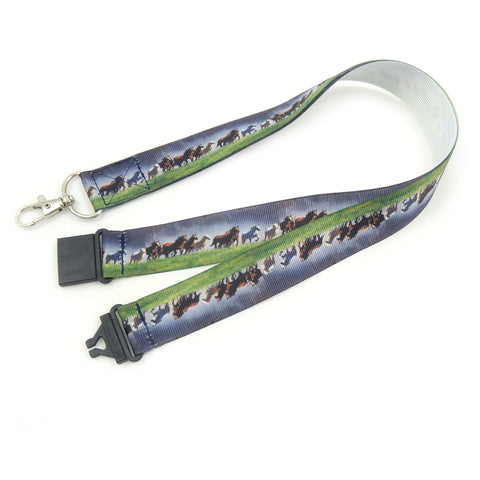 Galloping horses in a storm lanyard