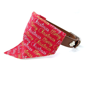 Red merry Christmas bandana on dog collar