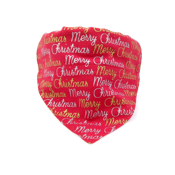 Red silver and gold merry Christmas dog neckerchief