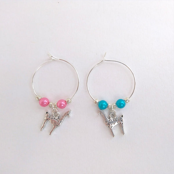 Pair of llama wine glass charms showing back and front