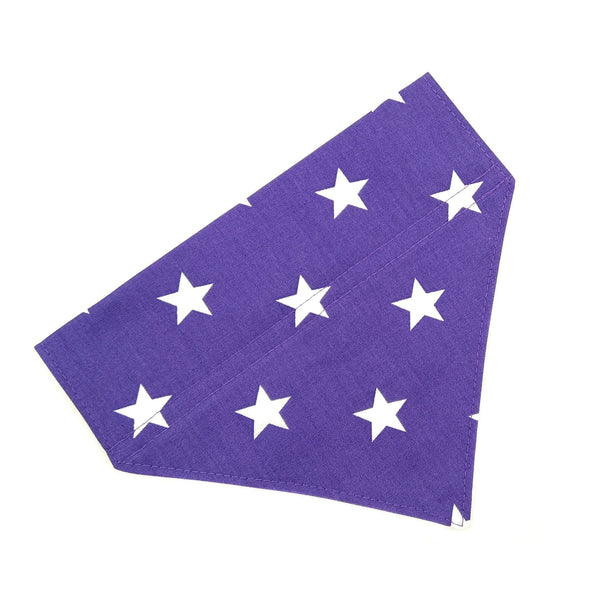 Purple stars dog bandana from above