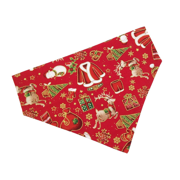 Red Santa slide on dog bandana