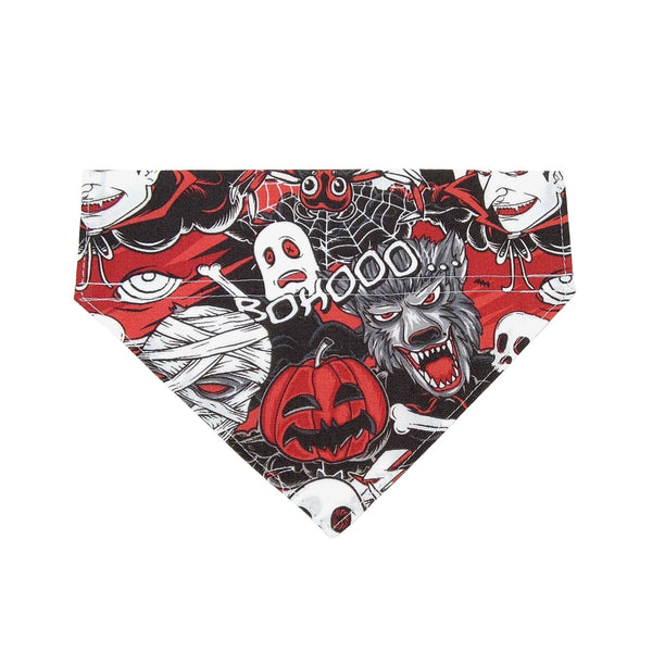 Red, black and white Halloween cartoon dog scarf