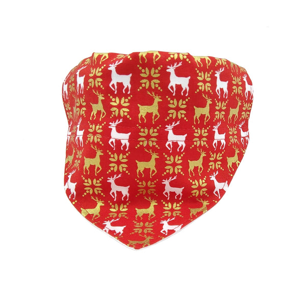 Red and gold reindeer puppy neckerchief