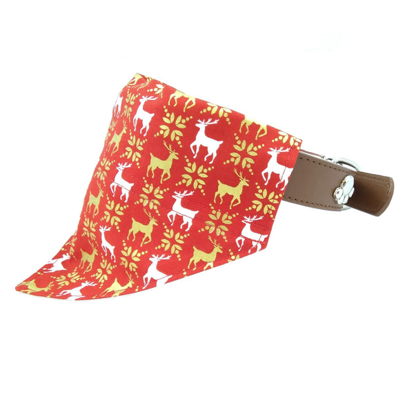 Red reindeer puppy bandana on collar
