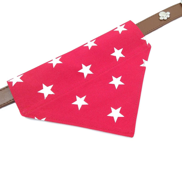 Red dog bandana on collar from above