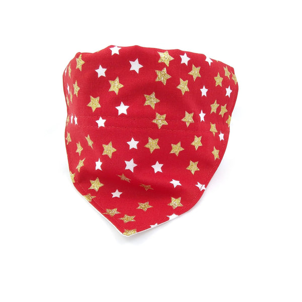Red with gold stars dog neckerchief