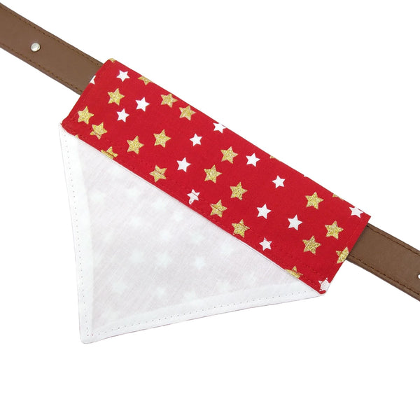 Red dog bandana with white cotton lining on collar