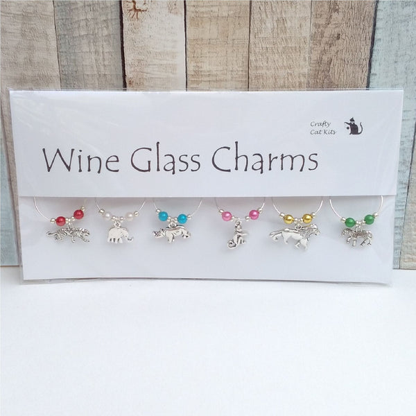 Safari wine charms in gift packaging