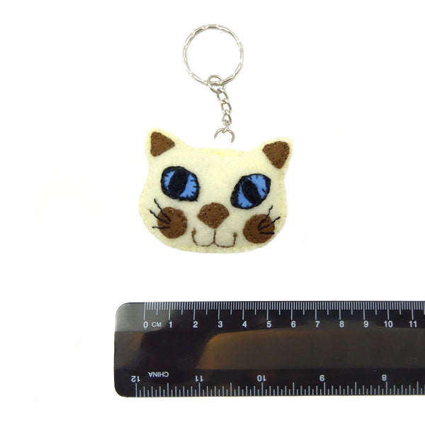 Siamese cat keyring with ruler to show size
