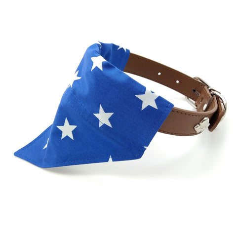 Blue stars dog neckerchief on 1" collar