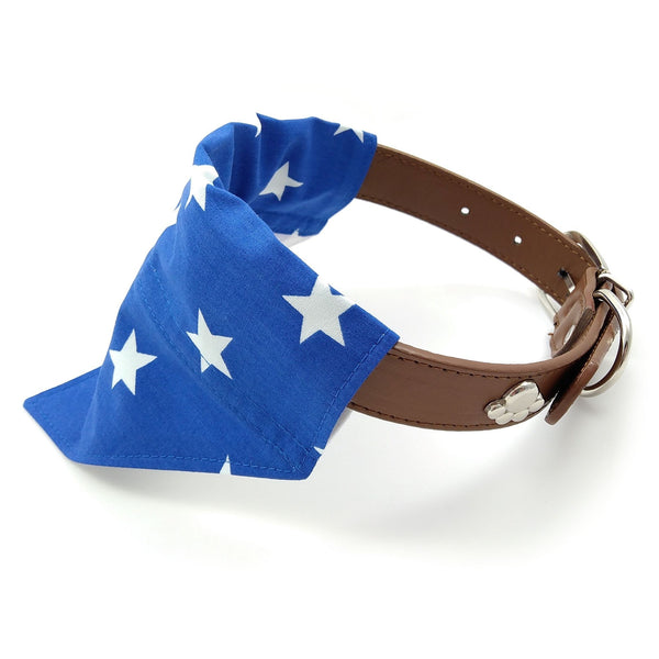 Blue dog collar bandana from size