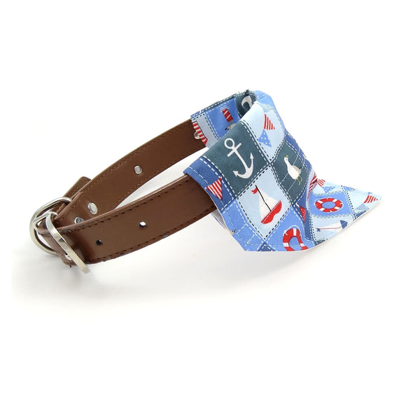 Summer holiday dog bandana on collar from side