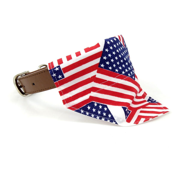 USA flag puppy neckerchief on dog collar