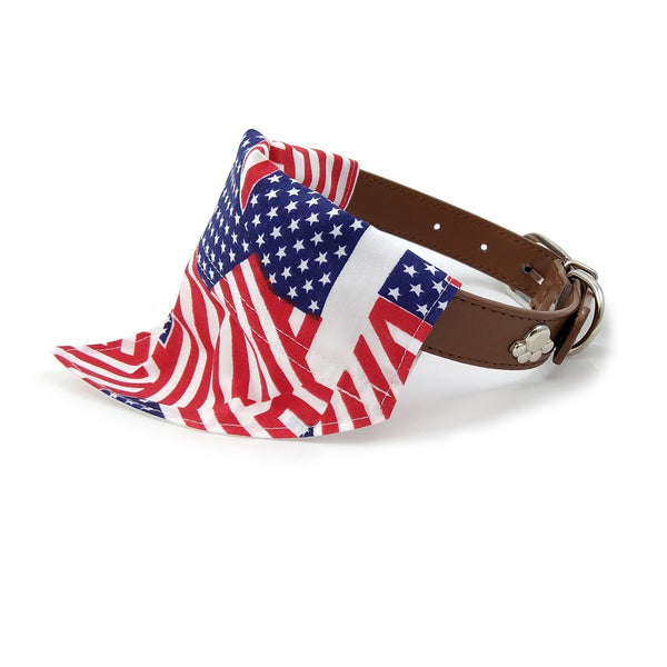 American flag puppy bandana on dog collar