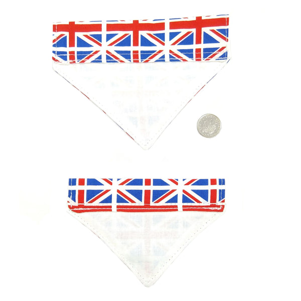 Union Jack slip on cat bandanas with white lining