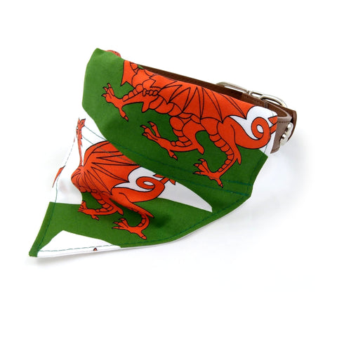 Welsh flag dog bandana on collar