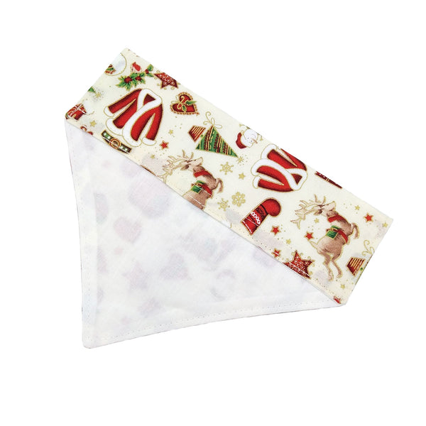 White lined Santa slip on dog bandana