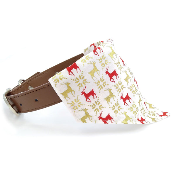 White reindeer puppy dog collar bandana