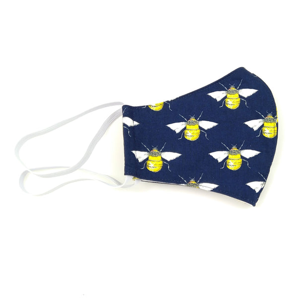 Navy blue bees fabric face mask