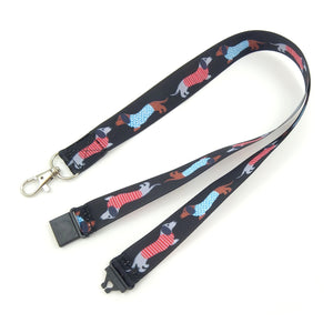 Black lanyard with dachshunds