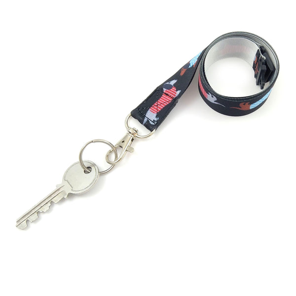 Black sausage dog ribbon key holder