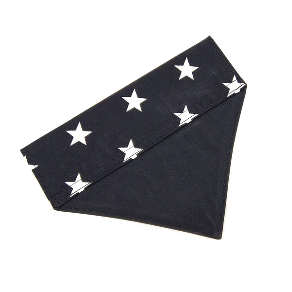 back of black stars slip on dog bandana from above