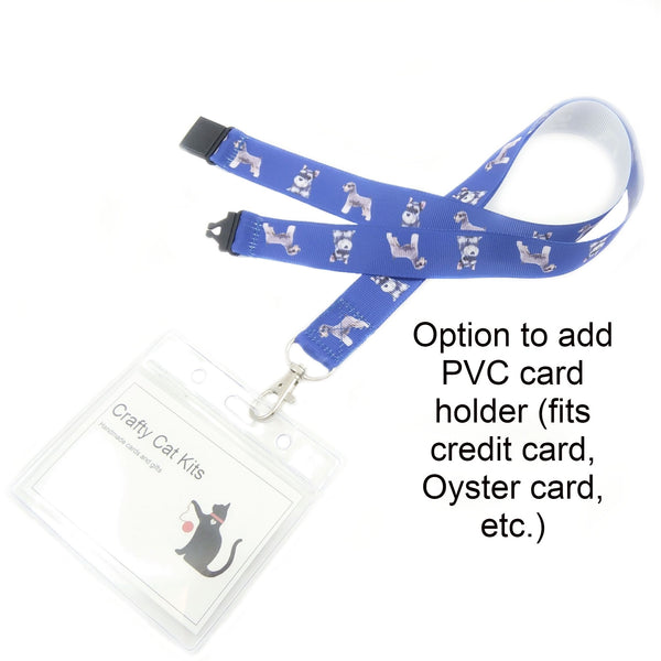 Blue schnauzer badge holder with PVC card holder