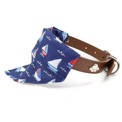 Boats dog neckerchief on collar from side