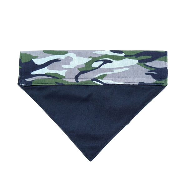 camouflage dog bandana with black lining