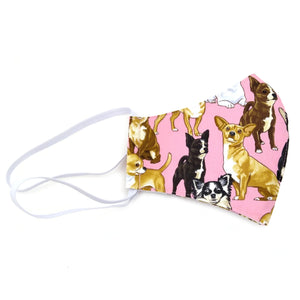 Pink cotton fabric face mask for Chihuahua lovers
