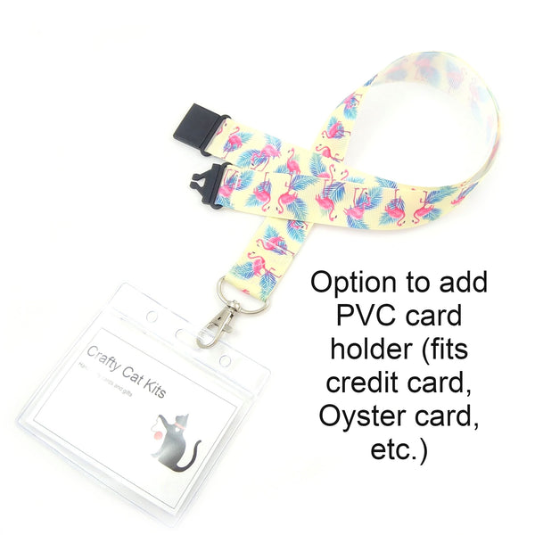 Cream flamingo badge holder with PVC card holder