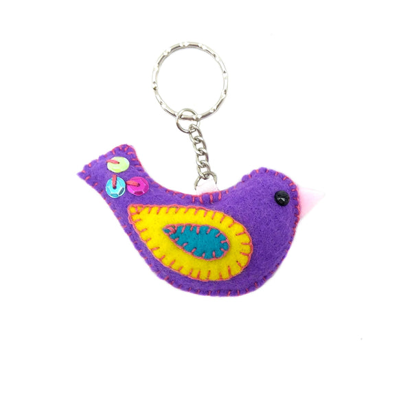Embroidered Felt Bird Keyrings