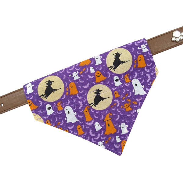 ghosts and witches dog bandana on collar