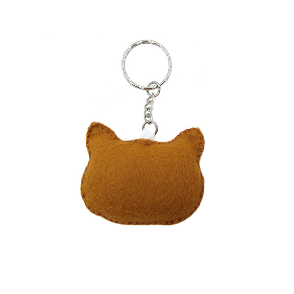 Ginger cat head keychain from back