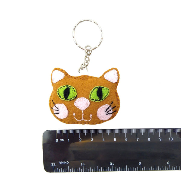 Ginger cat keyring with ruler to show size