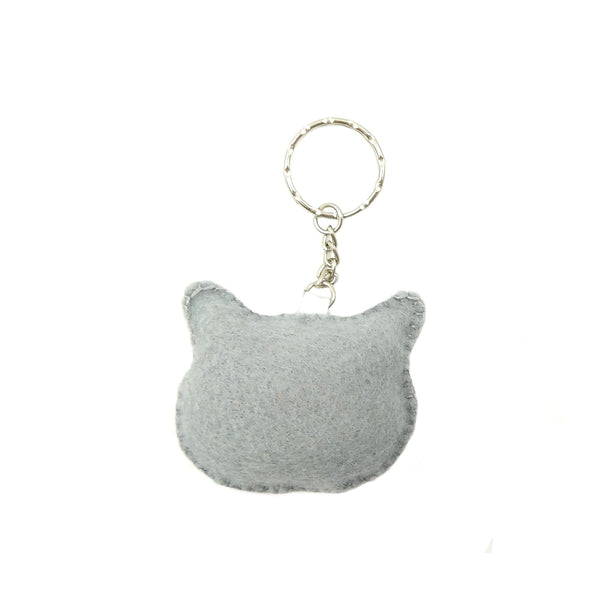 Grey cat key ring from behind